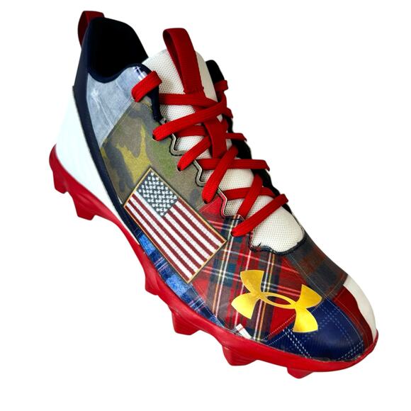Under Armour Boys' Spotlight Fran Le Amer Jr. Rubber Molded Cleats Red Sz 5.5 Y - Picture 1 of 8